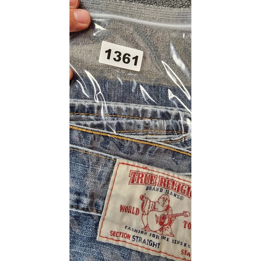 True Religion Section Straight Jeans Mens 36 Medium Wash Blue Denim‎ 100% Cotton